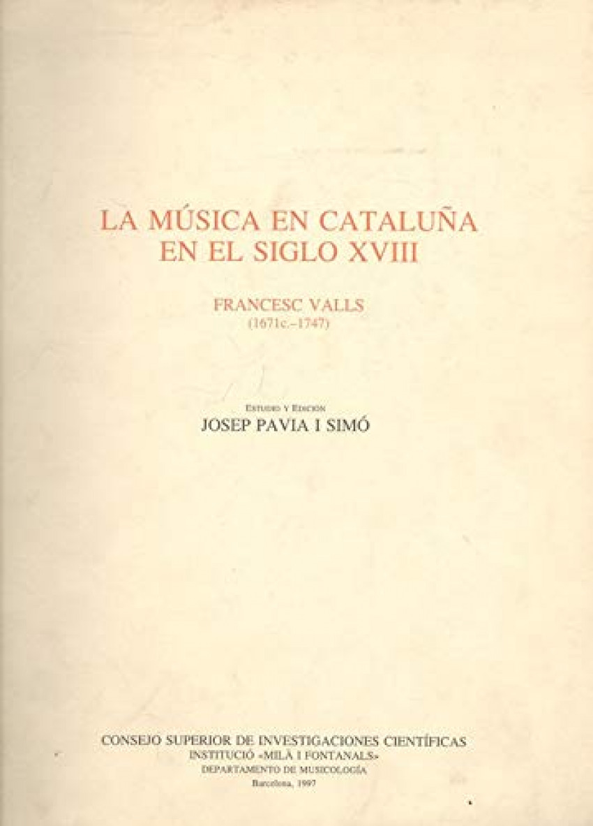 La música en cataluña en el siglo xviii