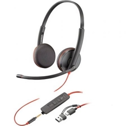 Auriculares Poly Blackwire 3225 + 3.5 Mm + Adaptador Usb-C/A