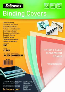 PACK OF 100 A4 PVC COVERS 180 MICRONS TRANSPARENT GLASS