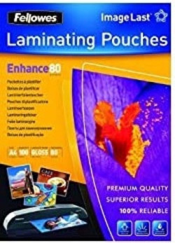 PACK OF 100 LAMINATING SHEETS A4 80 MICRAS SHINY FELLOWES