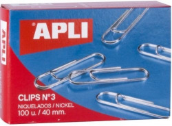 BOX OF 10 BOXES OF 100 NICKELCLIPS 40MM N.3 APLI