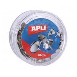 BOX OF 16 BOXES OF 100 NICKEL THUMB PINS APLI