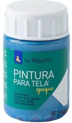BOX OF 6 BOTTLES OPAQUE FABRIC PAINT LA PAJARITA 35ML CYAN