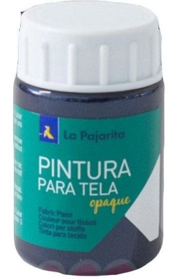 BOX OF 6 BOTTLES OPAQUE FABRIC PAINT LA PAJARITA 35ML BLACK