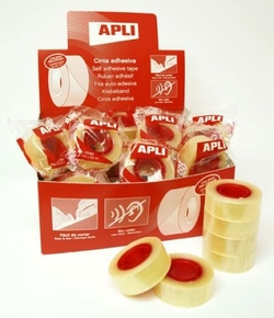 DISPLAY 35 ROLLS OF TAPE TRANSPARENT 33MX19MM APLI