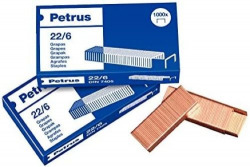 C/25 BOX OF 1000 PETRUS STAPLES 22/6 COPPER