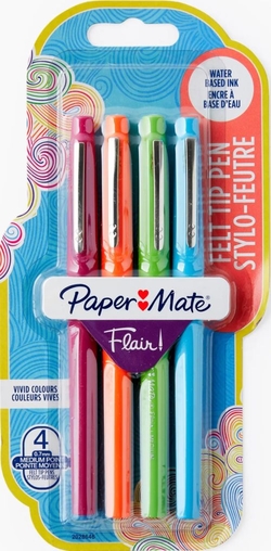 BLISTER 4 RETOLADORS PUNTA DE FIBRA FLAIR FUN COLORS SURT