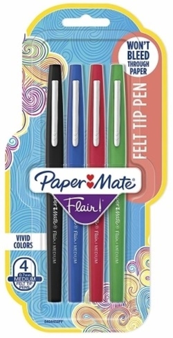 Estuche 4 rotuladores paper mate flair original colores basicos