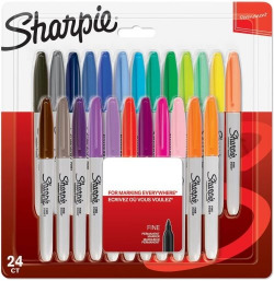 ÉTUI 24 STYLOS FEUTRE SHARPIE FIN COULEURS ASSORTIMENTS