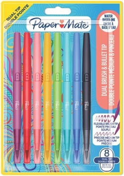 BLISTER 8 RETOLADORS DOBLE PUNTA FLAIR DUAL COLORS SURT.