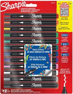 BLISTER 12 STYLOS FEUTRE SHARPIE CREATIVE MARKERS POINTE RED.