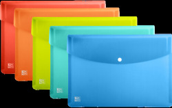 PACK/5 CAPA ENVELOPE PLASTICO A5 FECHO MOLA SORTIDOS