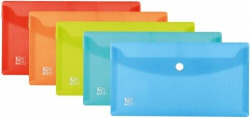PACK/5 DOSSIER ENVELOPPE PLASTIQUE 22X11 FERMETURE BROCHE ASSORTIMENTS
