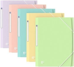 PAQ/10 CARTAFOL PLASTICO A4+ GOMAS E SOLAPAS URBAN PASTEL