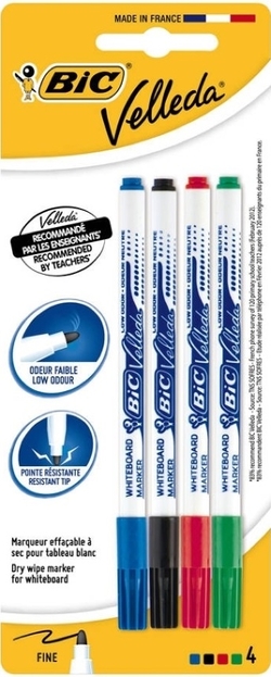 BLISTER PACK OF 4 ASSORTED VELLEDA MARKERS 1721 WHITEBOARD MARKE