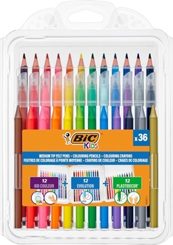 ESTOJO 36 PIEZAS: 12 LAPICES,12 ROTULADORES,12 PLASTIDECOR