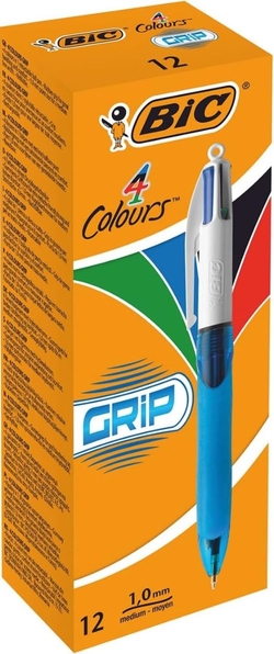 C/12 BOLIGRAFOS BIC 4 CORES GRIP PUNTA 1MM
