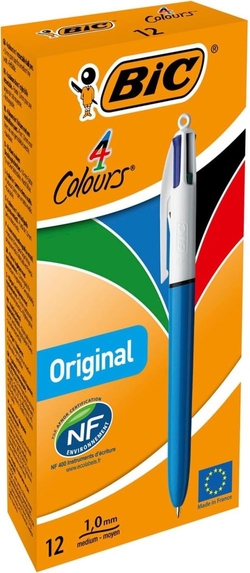 C/12 BOLIGRAFOS BIC 4 CORES PUNTA 1MM ORIXINAL