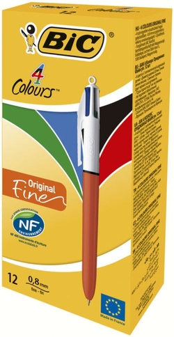 C/12 BOLIGRAFOS BIC 4 CORES FINE PUNTA 0,8MM