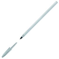 C/20 boligrafo bic cristal plata tinta color negro punta 1,0mm.