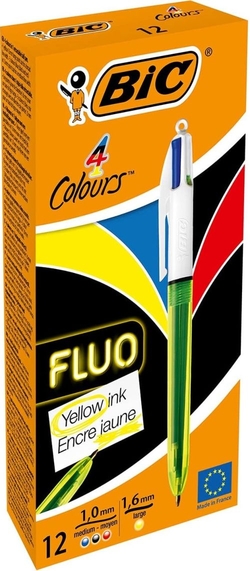 C/12 BOLIGRAFOS BIC 4 CORES FLUO MEDIUM