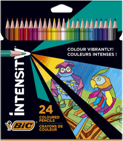 BOX OF 24 TRIANGULAR COLORED PENCILS BIC INTENSITY