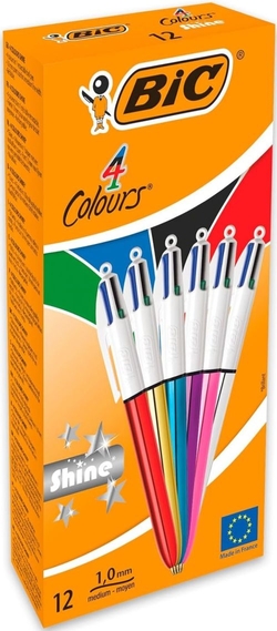 C/12 BOLIGRAFOS BIC 4 CORES SHINE FORNECIDO PUNTA 1MM