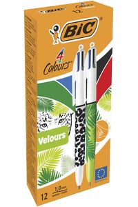 BOX OF 12 PENS BIC 4 COLORS VELVET BCL 1MM TIP