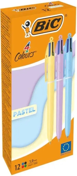 C/12 CANETA 4 CORES CORPO COR PASTEL PONTA 1MM