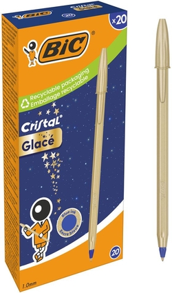 C/20 CANETA BIC CRISTAL GLACE GOLD TINTA AZUL