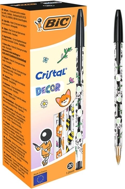 C/20 CANETA BIC CRISTAL DECOR TINTA NEGRA