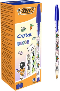 C/20 STYLO BIC CRISTAL DECOR ENCRE BLEU