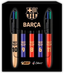 ESTOJO 5 CANETAS 4 CORES F.C. BARCELONA PONTA 1MM.
