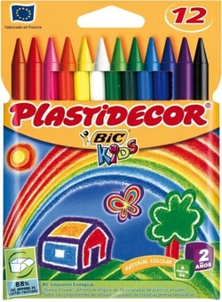 (PACK 12U.) ÉTUI 12 CRAYON DE CIRE PLASTIDECOR