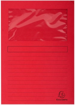 PACK/25 SUBPASTAS A4 COM VENTANA 120G COR VERMELHO
