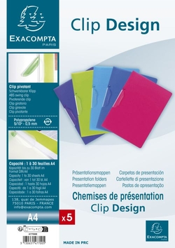 Paq/25 carpeta con clip giratorio a4 clip desing polipropileno colores surtidos