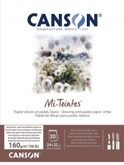 BLOCO ENCOLADO CANSON MI-TEINTES 24X32CM 30H 160G BRANCO
