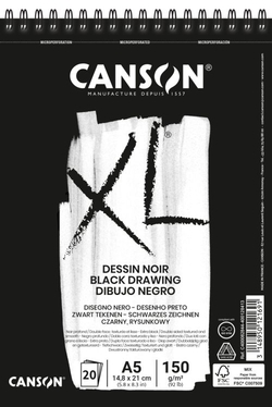 Bloc espiral microperferado canson xl negro a5 20h 150g