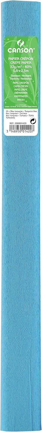 PACK/10 ROLO CONTINUO PAPEL CRESPON 50X250CM TURQUESA