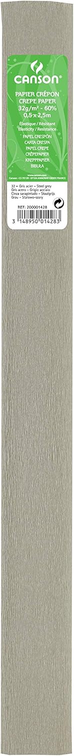 PAQ/10 ROLLO CONTINUO PAPEL CRESPON 50X250CM GRIS ACERO 32G