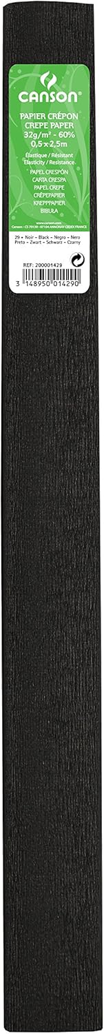 PAQ/10 ROLLO CONTINUO PAPEL CRESPON 50X250CM NEGRO 32G