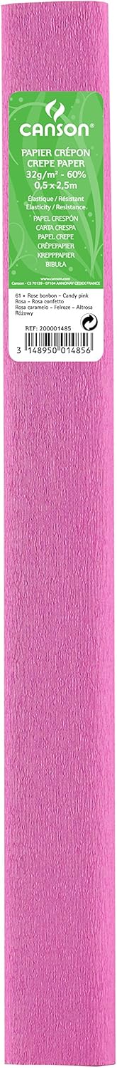 PACK/10 ROLO CONTINUO PAPEL CRESPON 50X250CM COR-DE-ROSA 32G