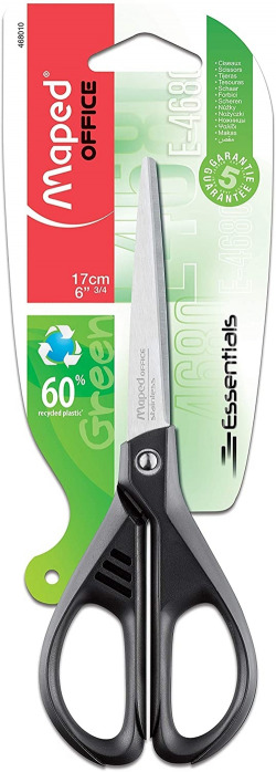 TESOURA ESCRITóRIO 17CM SIMETRICA ESSENTIALS GREEN MAPED