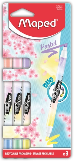 BLISTER 3 MARQUEURS FLUORESCENTES PASTEL FLUO DUO