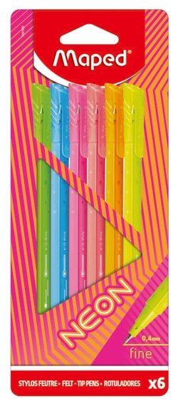 ESTOIG 6 RETOLADORS GRAPH PEPS NEON PUNTA FINA 0,4MM