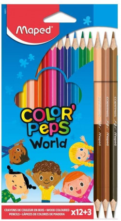 ESTOJO 12 LÁPIS DE CORES COLOR'PEPS + 3 DUO TONOS PELE