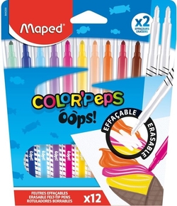 CASE OF 12 COLOR'PEPS ERASABLE MARKERS