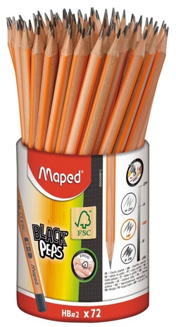 CAN 72 GRAPHITE PENCIL BLACK PEPS 2HB MAPED