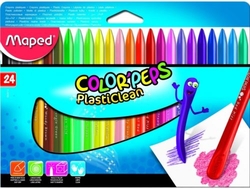 ESTOJO 24 CERAS PLASTICLEAN CORES SORTIDOS MAPED