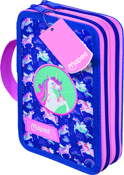PLUMIER 2 FECHOS MULTIPRODUCTO 38 PEÇAS UNICORNIO